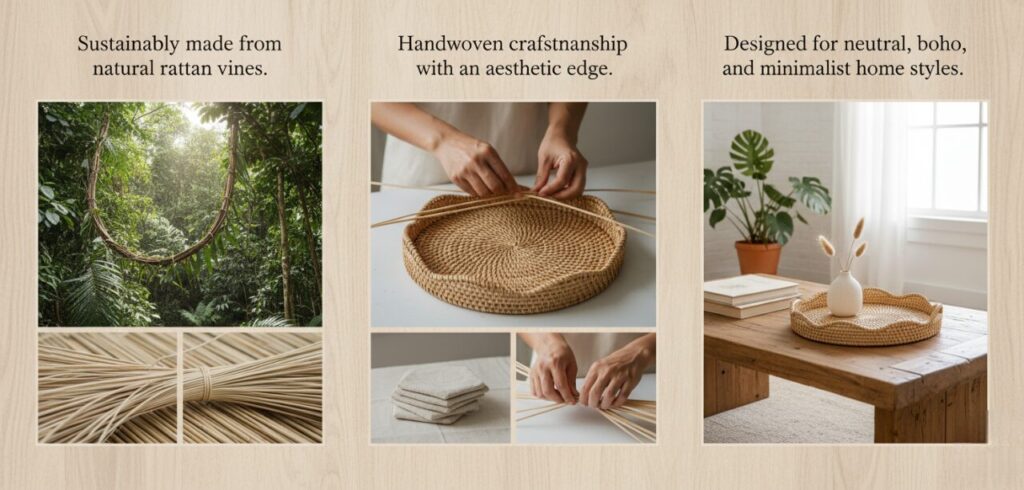 aesthetic rattan tray transform your home with style 2
