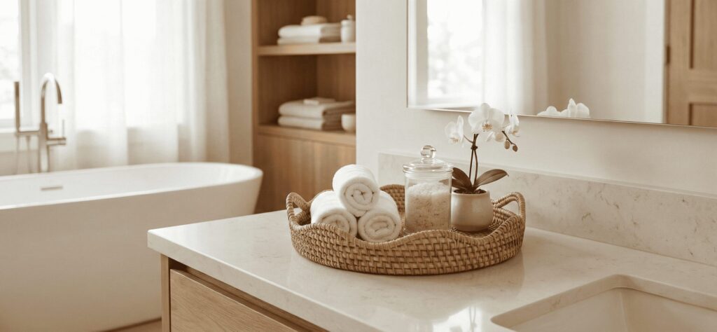 why a rattan bathroom tray is the must have upgrade for a calm, stylish bathroom 07
