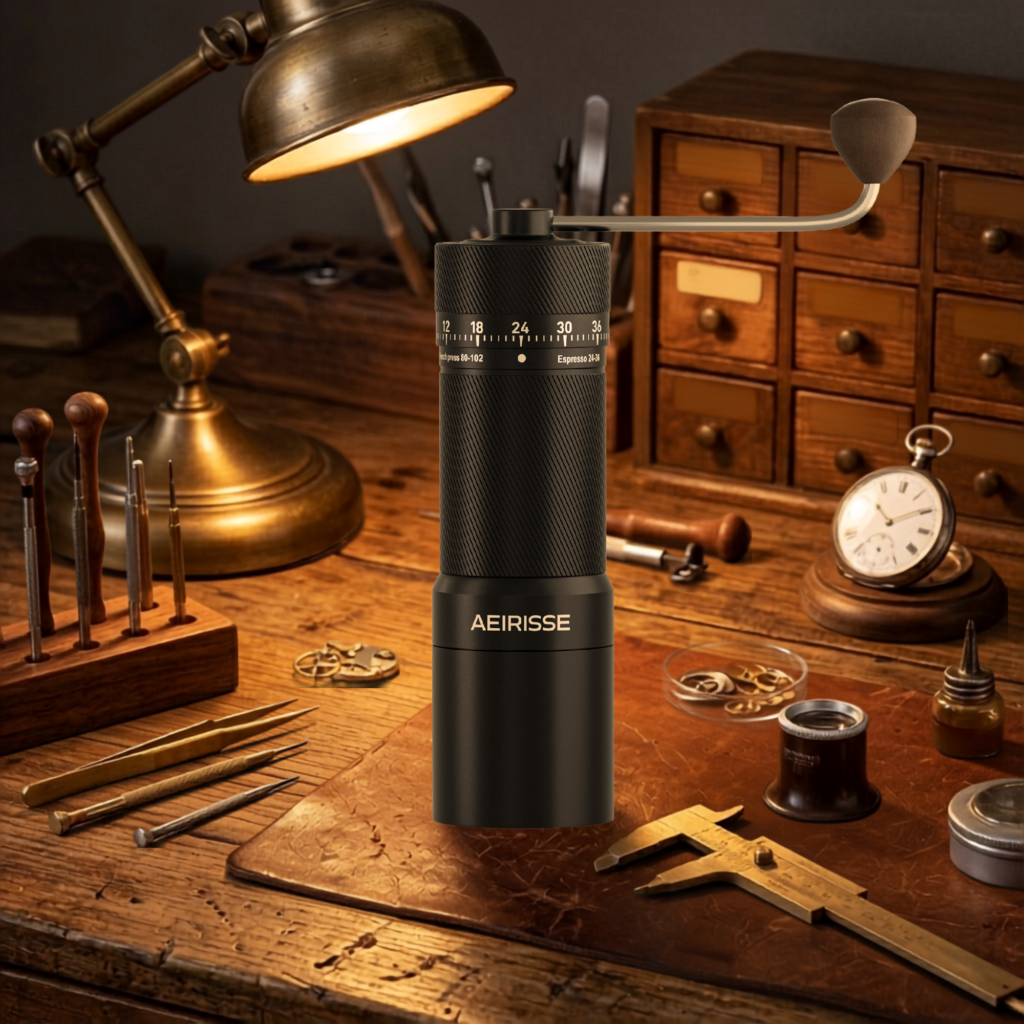 burr coffee grinder velvet display closer