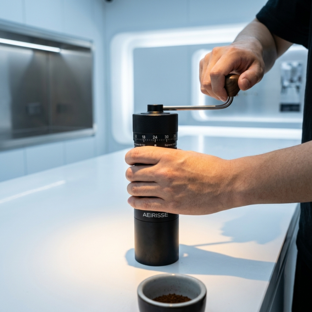 coffee bean grinder testing in use