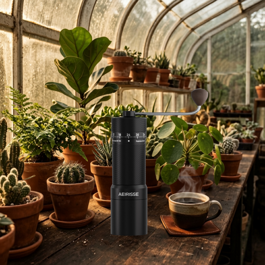 manual burr coffee grinder careful use