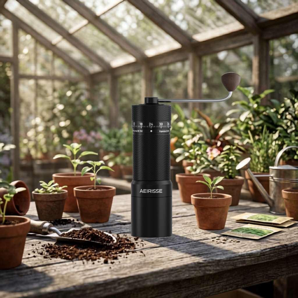 manual burr coffee grinder thriving closer
